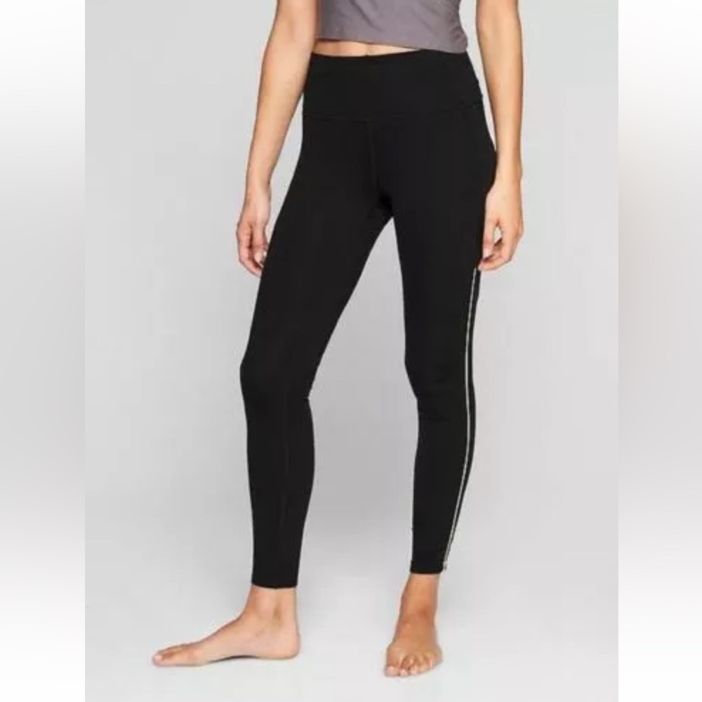 Athleta High Rise Chaturanga Copper Zipper Tight Leggings Size Medium